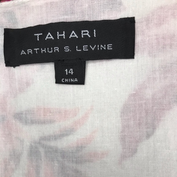 Tahari 97% Cotton Floral Tie-Waist Dress - 14 - Picture 12 of 15